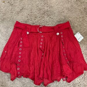 Red Free People Skirt with Belt
